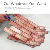12pcs 3D Brick Wall Sticker Self-Adhesive PVC Wallpaper for Bedroom Waterproof Oil-proof Kitchen Stickers DIY Home Wall Decor