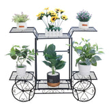 Large Metal Plant Stand Indoor 6 Tier Garden Cart Plant Holder Wrought Iron Plants Display Shelf Rack Outdoor Decorating Garden