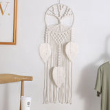 Tree Life Dream Catcher Leaf Macrame Wall Hanging Boho Woven Aesthetic Wall Tapestry Home Living Room Wedding Decorations