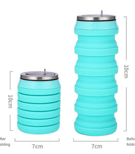 480ml Foldable Silicone Water Cup Creative Protable Travel Cycling Running Water Bottle Folding Outdoor Sports Kettle Drinkware